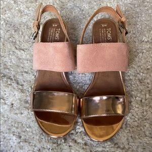 TOMS Metallic Rose Gold Heels